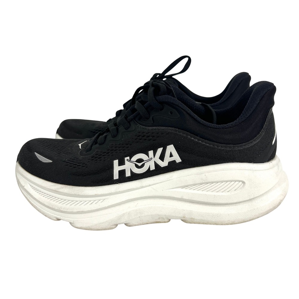 Hoka One One Bondi 8 Wide Black White Running Shoes Womens 7.5D 1127952-BWHT